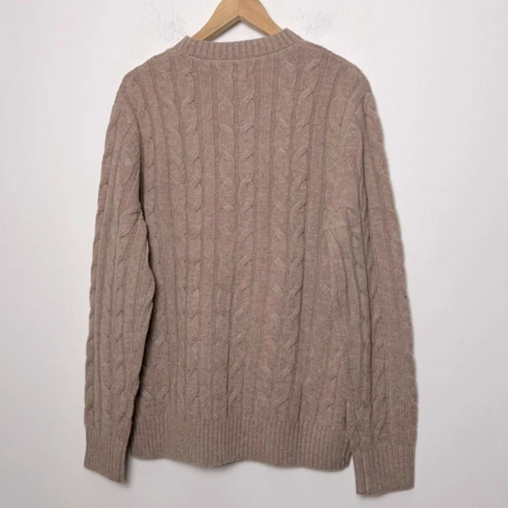 Men’s Cable Knit Sweater Wool Blend Neutral Tan